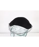 Vintage 50s Womens Felt Wool Fishnet Lace Cocktail Perch Hat Cap Black - $629.63 MXN