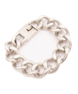 925 Sterling Silver Vintage Bracelet ZINA Heavy Large Curb Chain Carved ... - $492.78 CAD