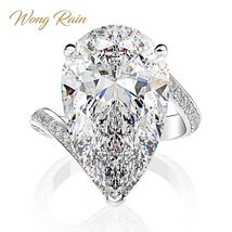Wong Rain Luxury 100% 925 Sterling Silver Created Moissanite Gemstone Wedding En - £78.23 GBP