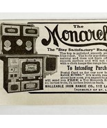 1904 Monarch Oven Range Stove Advertisement Appliance Ephemera 4.75 x 2.5&quot; - $367.32 MXN
