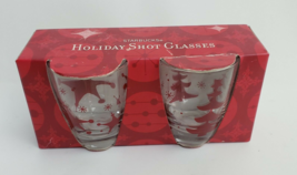 Starbucks Holiday Shot Glasses 2006 Clear Red Decorations - £23.70 GBP