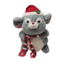 18&quot; Vintage Russ Berrie Mischief Gray Mouse Stuffed Animal Plush Christmas Toy - £37.21 GBP