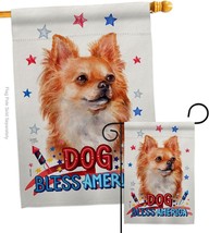 Patriotic Brown Chihuahua Garden House Flag-Set Dog Puppy Spoiled Paw Canine Fur - £30.88 GBP