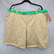 Merona Bermuda Short Brown Green Belt Size 18 NWT - £18.68 GBP