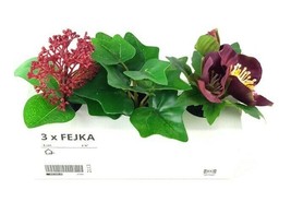 Ikea Fejka 3 Artificial Potted Plants w/ Pot Green Red  2¼&quot; Vinter 2021 - £9.78 GBP