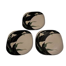 Sango Quadrille Black Lilies 5101 Dinner Plates (3) Floral Semi-Porcelain READ - £15.28 GBP