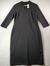 New York &amp; Company Sheath Dress Womens Large Black 3/4 Sleeve Crew Neck Back Zip - £20.55 GBP