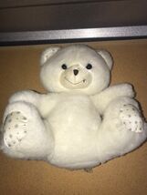 Vintage Teddy Bear Plush White Brown Flocked Nose Applause Wallace Berri... - $17.33