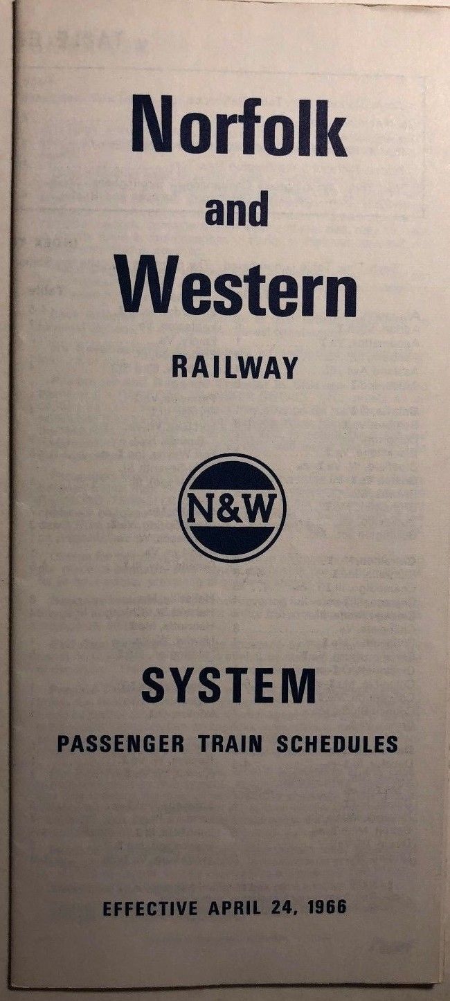 NORFOLK &amp; WESTERN RAILWAY SYSTEM Time Tables April 24, 1966 - $9.89