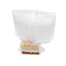100 Pieces Cake Slice Plastic Containers, 5 Inches Hinged Lid Cheese Cak... - $29.99