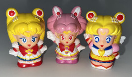 3 Eternal Sailormoon Super Sailor Chibi Moon Finger Puppet Figures 1996 2” - £37.08 GBP