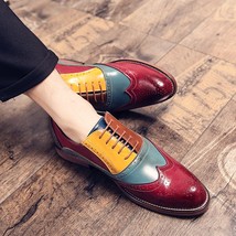 Misalwa Large Size British Men Casual Ox Party Shoes Contrast Retro Brogue Forma - £60.07 GBP