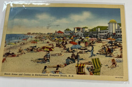 Postcard  Hampton Beach New Hampshire Beach and Casino Linen White Border 1946 - £3.53 GBP