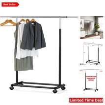 Elegant Black Heavy Duty Garment Rack with Extendable Top Rod - 100 lbs ... - $82.12