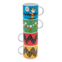 Peanuts Charlie Brown Art Images Four Piece Stacking Ceramic Mug Set, NEW UNUSED - $34.82