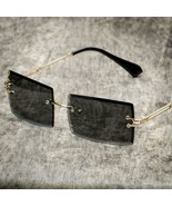 Vintage Rimless Gold Frame Black Tint Retro Buffs Rectangular Mens Sungl... - £13.05 GBP