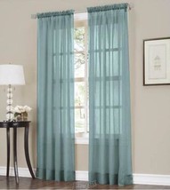 Erica Crushed Voile Panel Pairs Mineral Teal 51&quot; W x63&quot; L Valance - £14.93 GBP