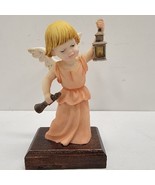 Pasquini Angel Holding Lamp Hand Painted Figurine 3.5&quot; TALL Made In Italy - $14.79