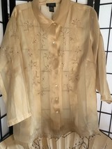 EUC Lane Bryant Embroidered Silk Sheer Blouse Size 18-20 - £17.95 GBP