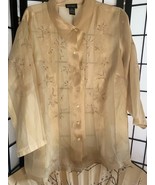 EUC Lane Bryant Embroidered Silk Sheer Blouse Size 18-20 - £17.24 GBP