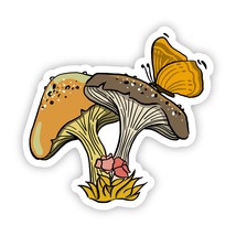 Floral Mushrooms with Butterfly Sticker - $3.96