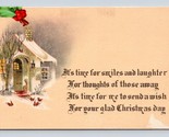 Winter Cabin Scene Christmas Day Poem Holly Sticker UNP UDB Postcard D17 - £4.41 GBP