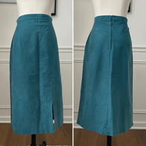 Vintage 70s Sears Brushed Fabric Teal A-Line Midi Skirt M - $23.04