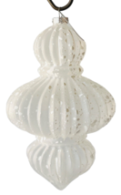 Large Frosted Finial Christmas Holiday Ornament Ridges Snowy Plastic 7&quot; x 5&quot; - $16.44