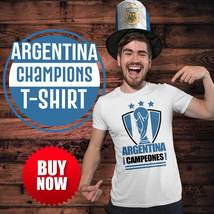 Argentina Champions World Cup 2022 Unisex White T- Shirt - £17.17 GBP+