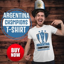 Argentina Champions World Cup 2022 Unisex White T- Shirt - €18,96 EUR+