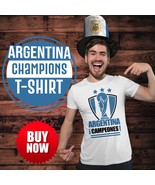 Argentina Champions World Cup 2022 Unisex White T- Shirt - $30.07 CAD+