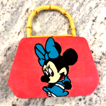 Cute Handmade Hand Painted Wood and Bamboo Minnie Mouse Purse Bag - £4.76 GBP