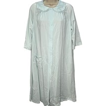 Vintage Shadowline Womens House Coat Robe Blue Size M Lace Collar 1/2 Sleeve - £19.37 GBP