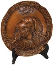 Decorative Plate TRADITIONAL Lodge Retrieving Dog with Quail Resin Hand-Painted - $129.00