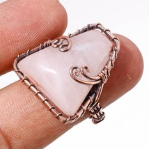 Rose Quartz Gemstone Handmade Fashion Copper Wire Wrap Ring Jewelry 8.25&quot; SA 191 - £6.00 GBP