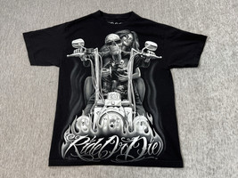 Ride Or Die T-Shirt Men M Black Grunge Gonzales DGA Motorcycle Skull Biker Punk - $24.74