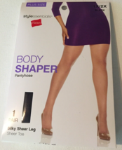 Hanes Stylessentials Body Shaper Pantyhose Silky Sheer Leg BLACK Plus 1X... - $6.88