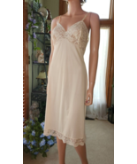 Vtg Nude Beige 38 L Vanity Fair Nylon Full Dress Slip Gown Nightgown Lac... - £19.54 GBP