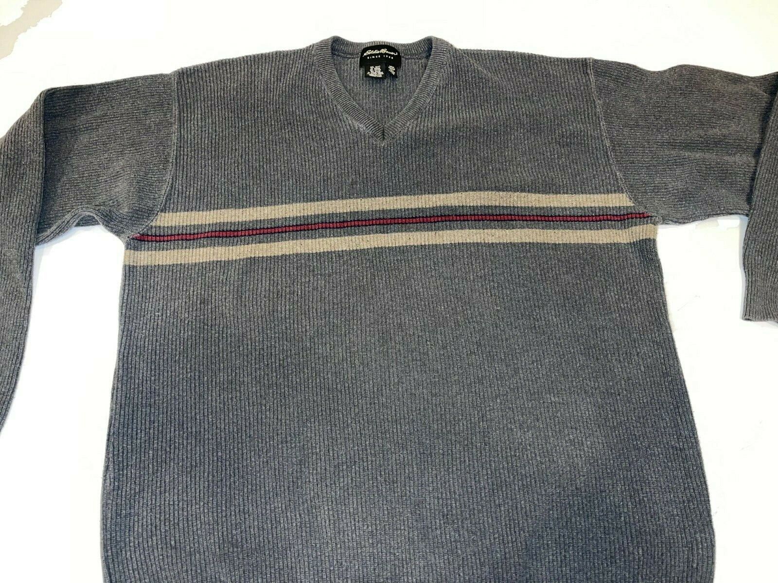 Mens Eddie Bauer Long Sleeve Grey Bulky Knit Sweater Size Tall Large KD ... - $16.47