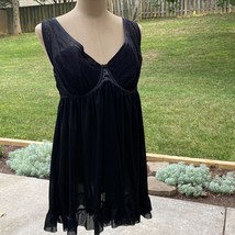 Cacique Black Negligee Semi-Sheer Black Nightgown Sz 18/20 - £18.87 GBP
