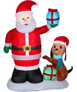 Gemmy Christmas Inflatable Santa with Puppy Dog 6&#39; Tall Outdoor LED Ligh... - £61.05 GBP