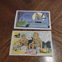 WW2 U.S. Army Comic / Cartoon Type Unused Linen Postcards (2) ~ Military - $5.89
