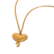 Yhpup Stainless Steel Chic Heart Necklace Earrings Charm Golden Jewelry Sets Wat - £17.44 GBP