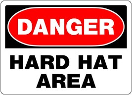 DANGER HARD HAT AREA Red White Metal SIGN Warning caution 10&quot;x14&quot; HILLMA... - $28.22