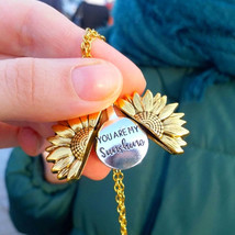 &#39;You Are My Sunshine&#39; Open Locket Sunflower Necklace - £13.27 GBP