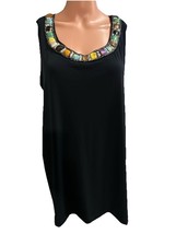 Woman’s Black Sleeveless Beaded Neck Blouse Size 2X - $169.61 MXN