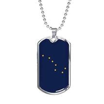 Express Your Love Gifts Alaska State Flag Necklace Alaska State Stainless Steel  - £42.77 GBP