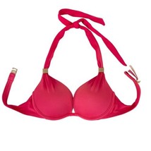 Victoria&#39;s Secret The Hottie Halter Bikini Top 34A Coral Red Underwire Swimwear - £15.66 GBP