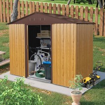 8x4ft Outdoor Metal Storage Shed with Sliding Door &amp; Foundation - $306.99