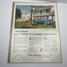 1954 Ford Mainline Tudor Car Auto Vintage Print Ad 50s Crestline Victoria Drive - £5.39 GBP
